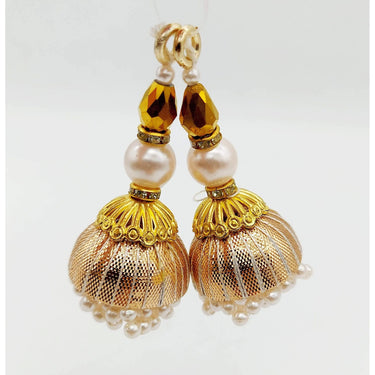 Handcrafted Light Gold Bead Tassels Latkan, Indian Latkans, Pearl Bell Tassels